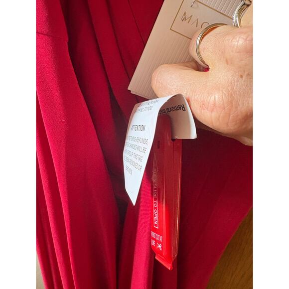 NWT 67858 Ieena for MacDuggal Red One shoulder faux wrap dress size 10 - Picture 12 of 13